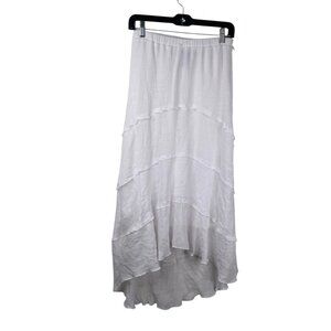 Iz Byer Women's Gauzy Tiered Fairy Cottage Core Boho Country Skirt White Sz M